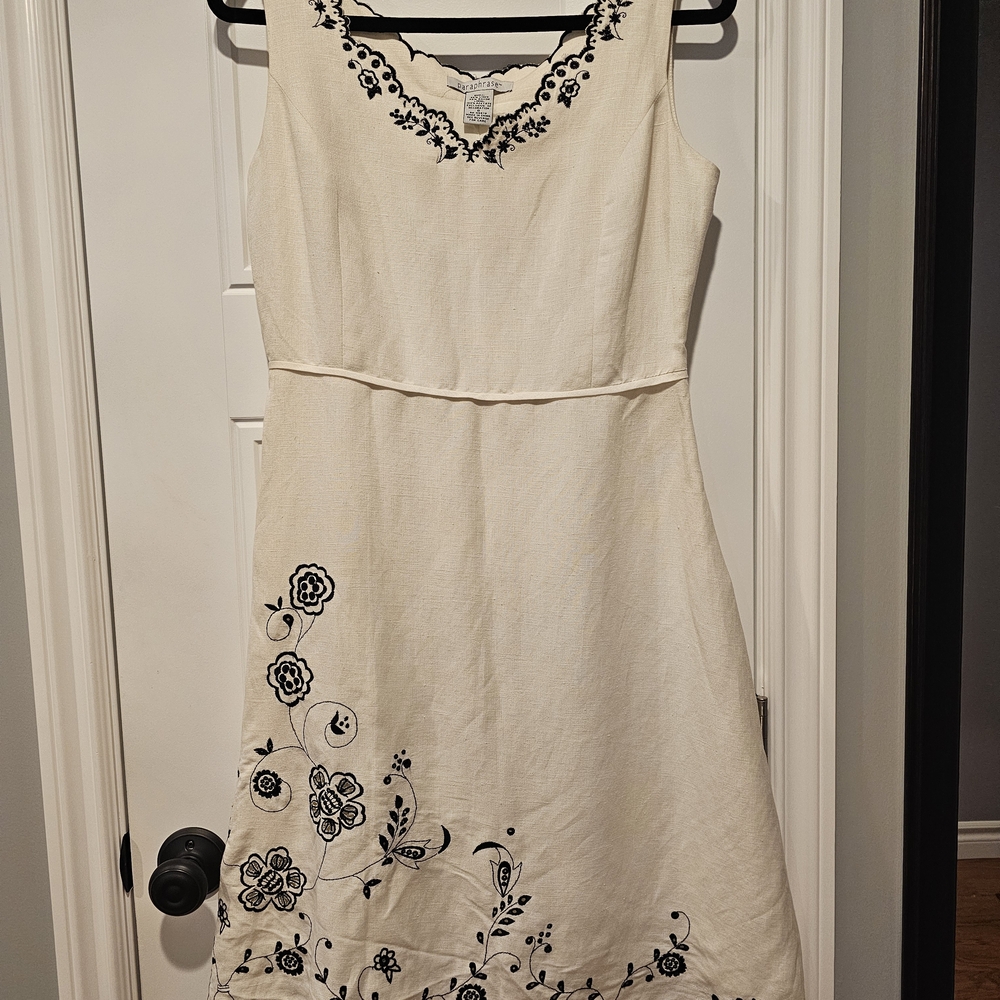Paraphrase Cream A-Line Midi Dress Scoop Neck Sleeveless